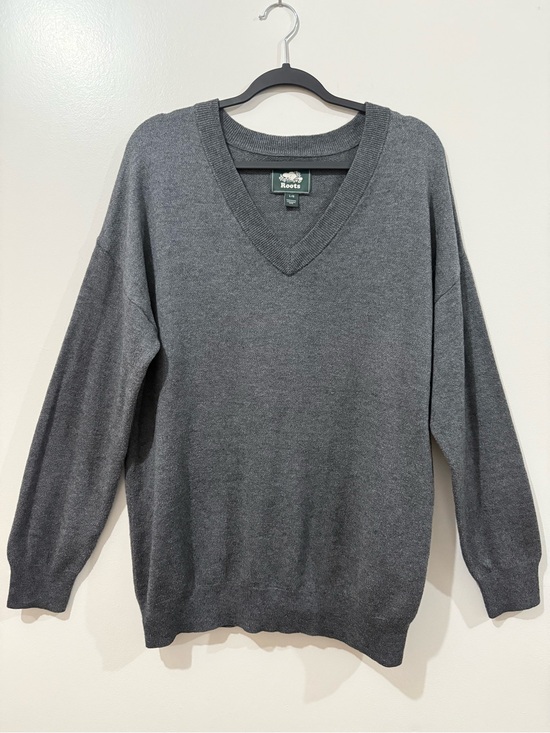 Roots Sweaters - Roots V-Neck Pullover Sweater Charcoal Gray Wool Blend Size Large